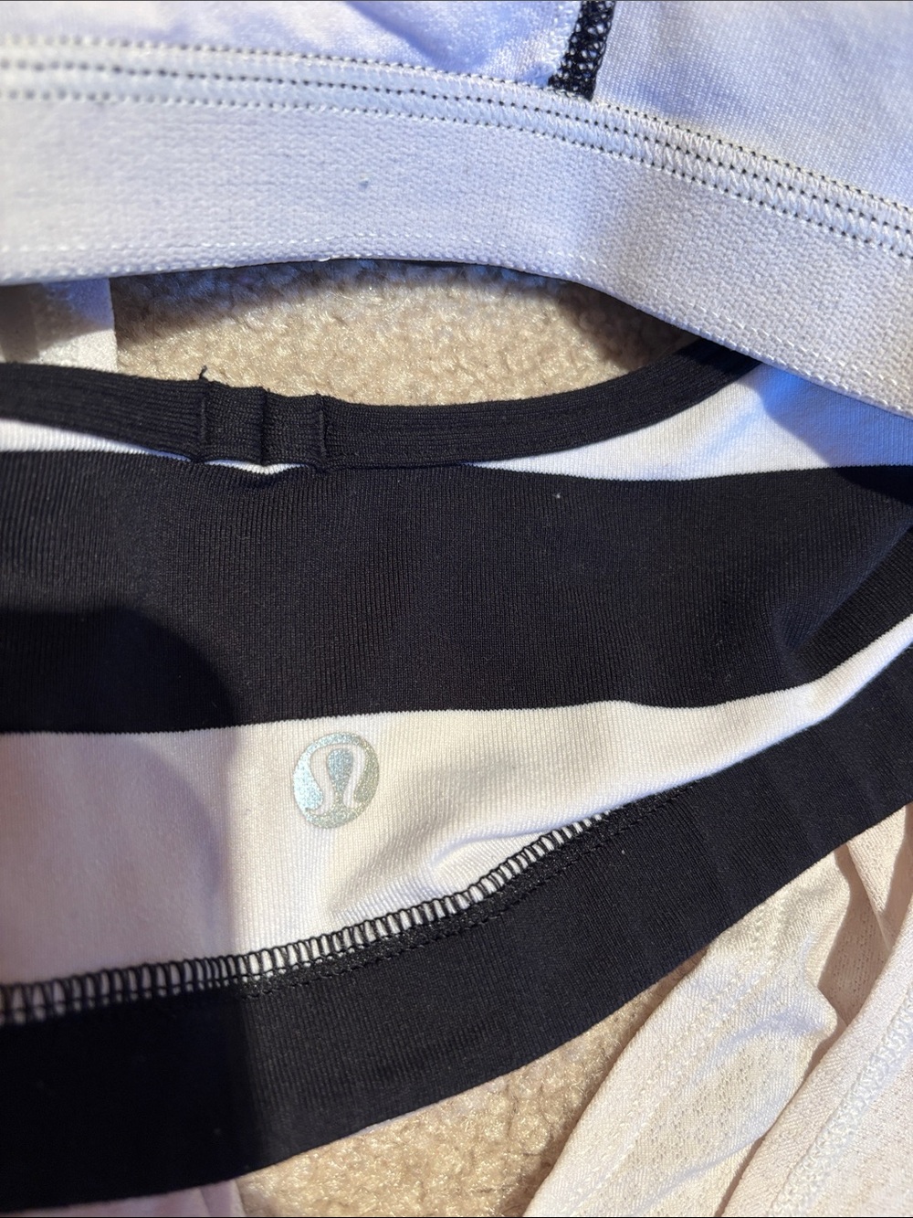 lululemon Black and White Striped bra tank